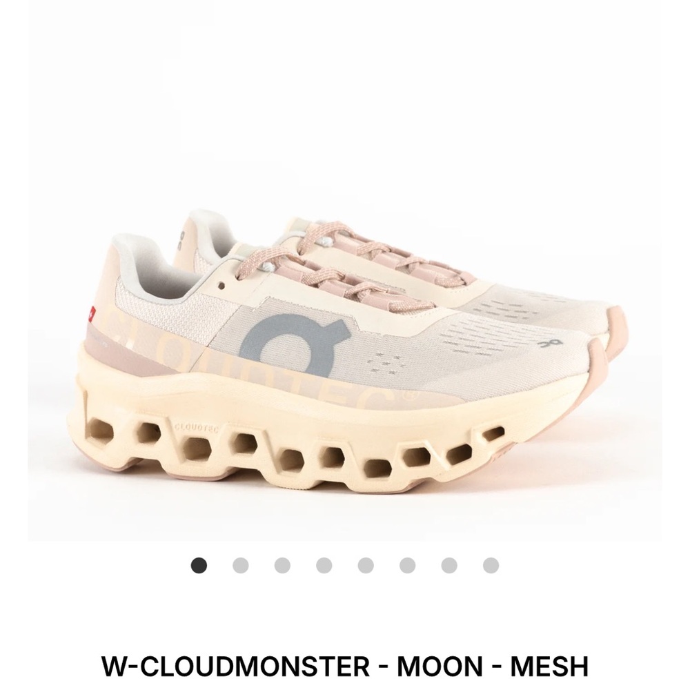 On Running Women's Cloudmonster Athletic Shoes - Cream and Pink